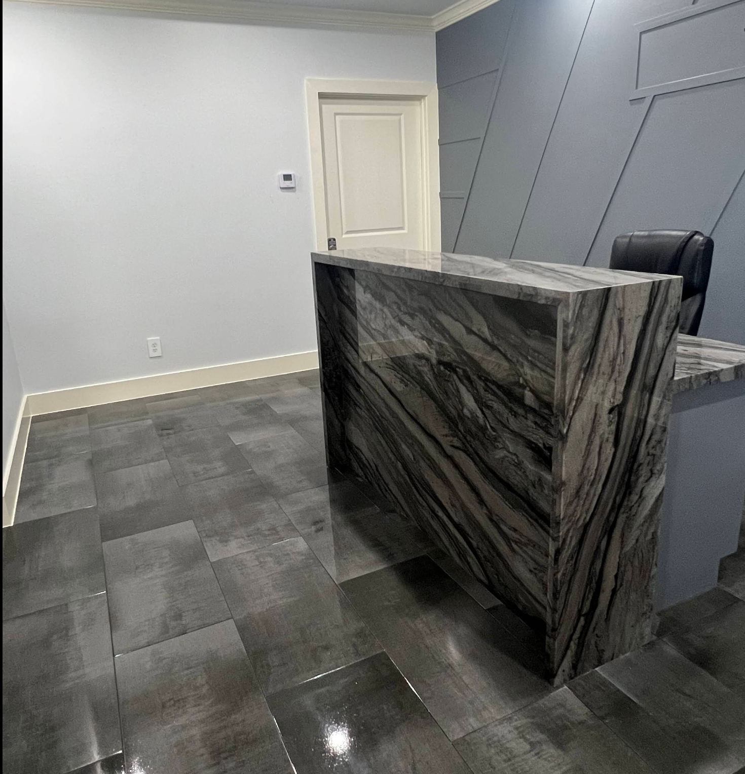 Reception counter detail in the park office
